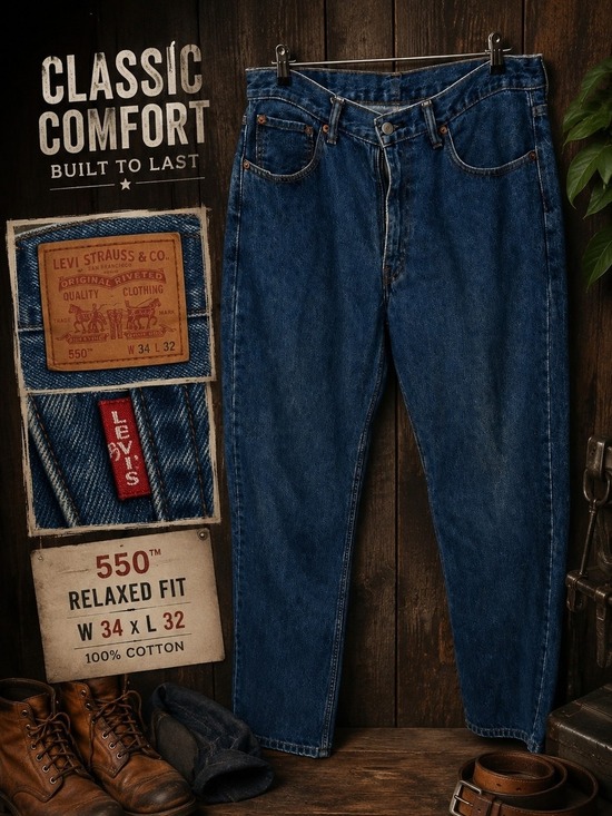 Levi's Other - Levi’s 550 Men’s Relaxed Fit Jeans 34x32 Dark Wash 100% Cotton